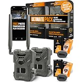 SPYPOINT Flex-M Twin Pack Cellular Trail Cameras - SD Card 2-Pack with LIT-22, Best Hunting Accessories, No WiFi Needed, GPS, Night Vision, IP65 Water-Resistant, 28MP Photos, &amp; 720p Videos + Sound