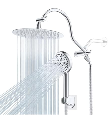 All Metal Dual Shower Head Rain Shower Handheld Combo G-Promise 8-Inch ...