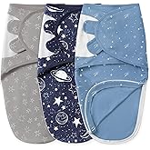 Unnivoll Baby Swaddles for Newborns with Zipper, 100% Cotton Newborn Swaddle Sack, 3 Pack Baby Swaddles 0-3 Months Swaddle Sleep Sack for Newborn Baby Boy Girl Blue Planet
