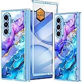 Meshine for Galaxy Z Fold 7 Case Magnetic,[Compatible with MagSafe][Hinge Protection][Built-in Screen Protector],Shockproof Women Girls Hard Case for Samsung Galaxy Z Fold 7(2025),Blue Marble