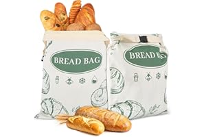 CUIJIALAHA 2 Pack Beeswax Bread Bags with Zipper Reusable Bread Storage Bags for Homemade Bread Sourdough Large Cotton Baguette Bag with Liner Freezer Storage Bag to Keep Fresh Kitchen Baking Supplies