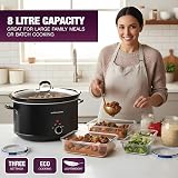Andrew James 8L Slow Cooker Roast-to-Rest Ceramic Bowl Glass Lid 3 Heat Settings view 2