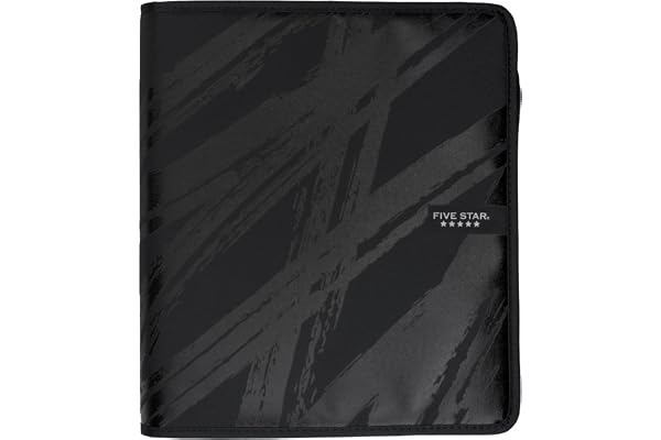 Five Star Zipper Binder, 2-Inch Capacity, Mesh Zippered Storage Pocket, 3-Pocket Expanding File, Assorted Graphics Covers, 1