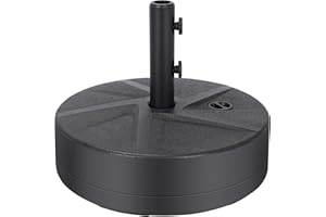 EVLIQUIL 55 lb Water Capacity Patio Umbrella Base,Fillable Round Sunburst Plastic Umbrella Stand, Pole Holder for Outdoor,Lawn,Garden,Yard,Deck,2 Adjustment Knob.