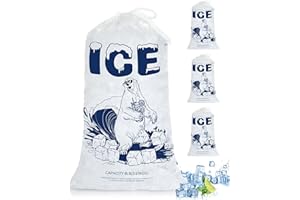 8lb Ice Bags with Drawstring – 100 Pack Heavy-Duty Plastic Ice Storage Bags, Freezer-Safe & Reusable, Leak-Resistant for Cool