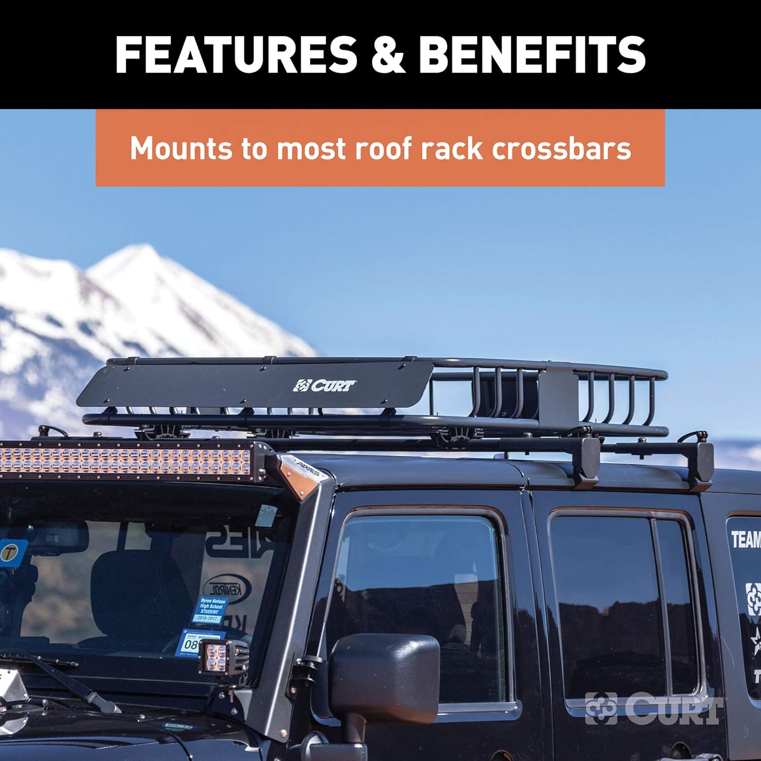 CURT 18115 Universal 42 x 37-Inch Black Steel Roof Rack Rooftop Cargo Carrier: Automotive