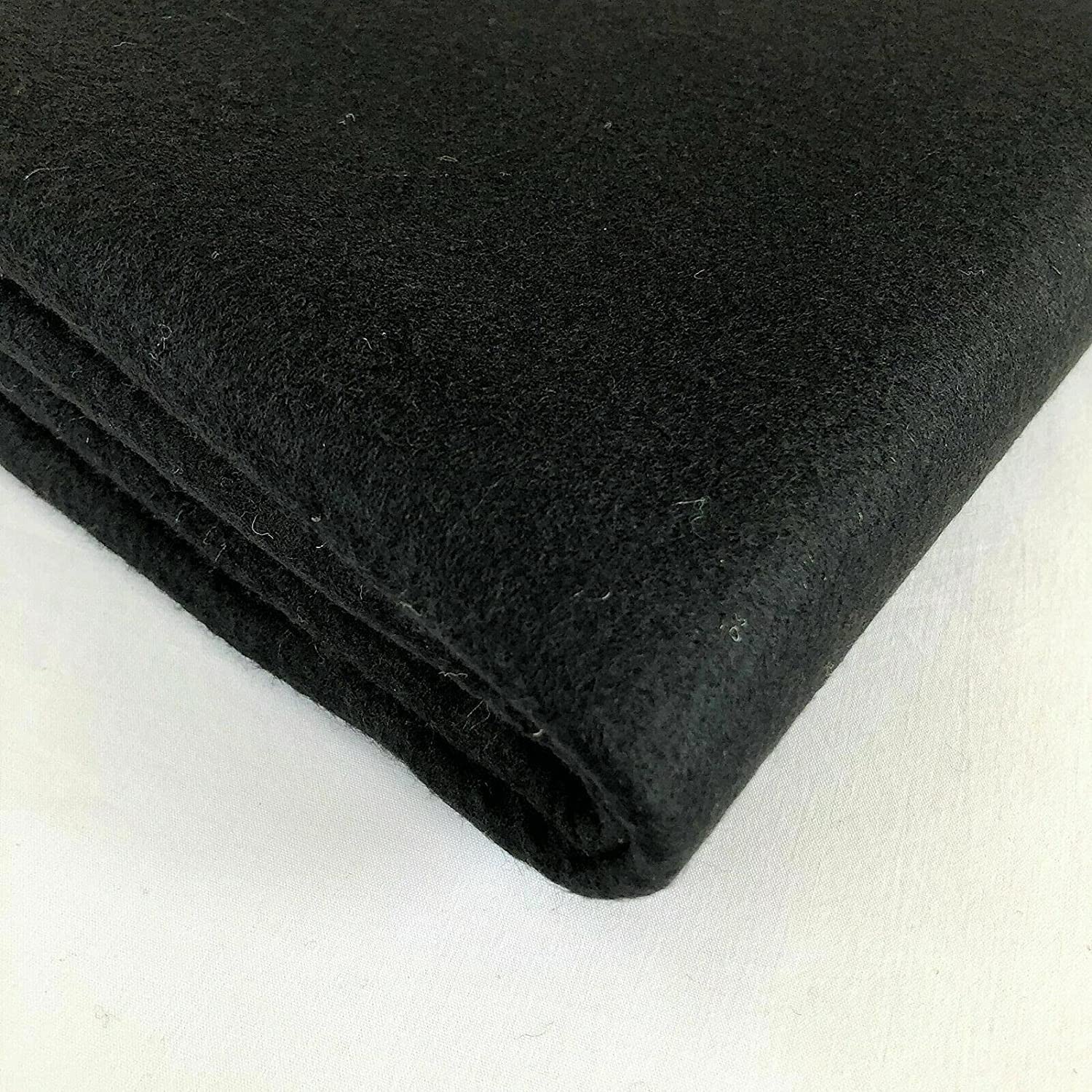 Multi Purpose Acrylic Felt Baize Fabric Material Suitable for Poker Bridge Card Craft Table 58" - 150cm Wide Sold As Pre Cut Lengths (Black, 1 Meter)