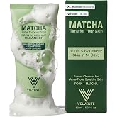 VELVENTE Matcha PDRN Korean Cleanser &amp; Face Wash, Acne-Prone Sensitive Skin | Low-pH foam dissolves makeup, oil &amp; impurities. Calms redness, smooths in 14 days. AM &amp; PM, 3-month supply, 5 fl oz, Vegan