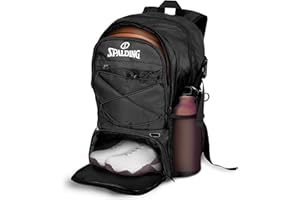 Spalding Basketball Backpack Sports Bag | Large Black Backpack with Shoe and Ball Compartment | Use for Sport Accessories and Stuff | Gifts for Basketball Players