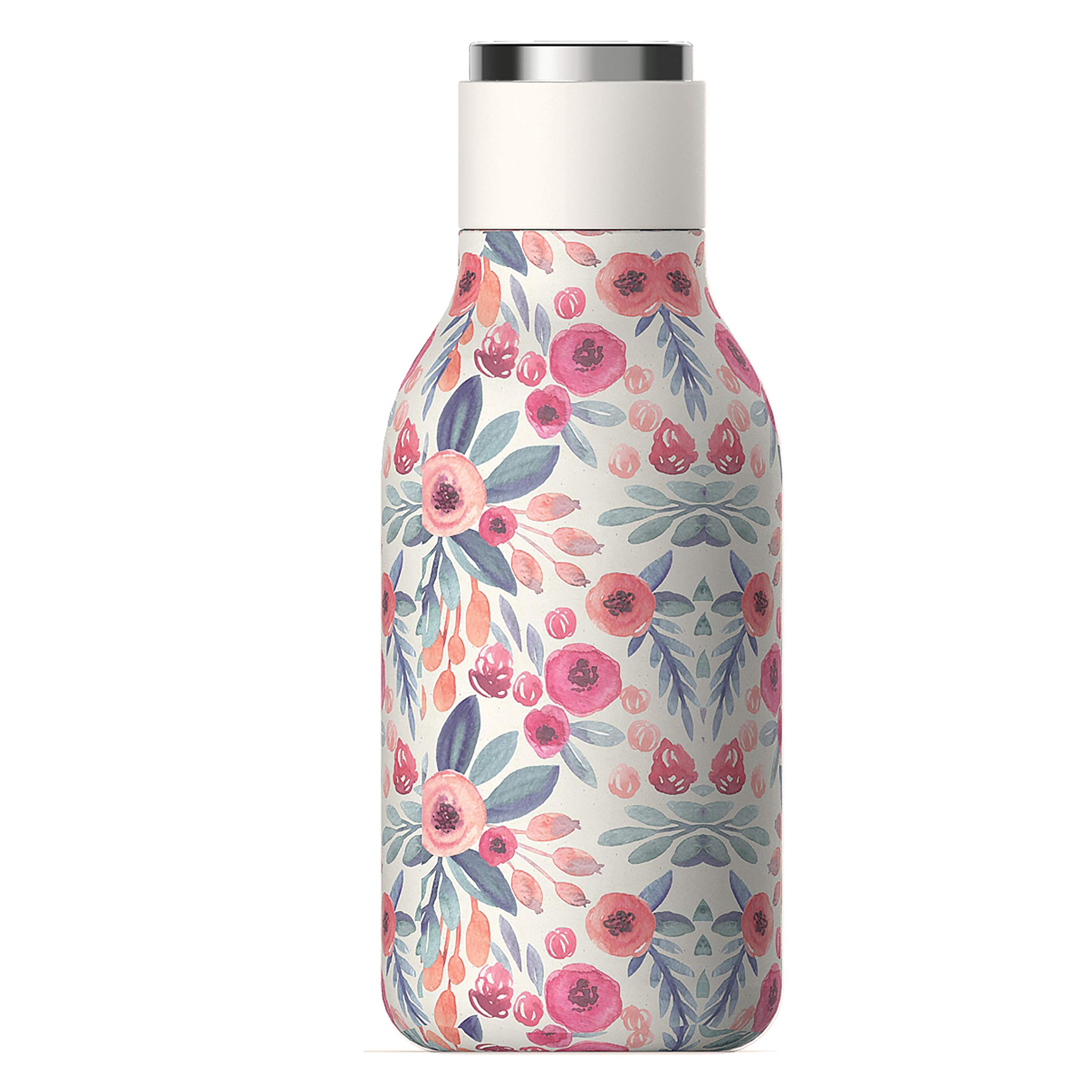 Urban Insulated and Double Walled Stainless Steel Bottle 16 Ounce by Asobu (Floral)
