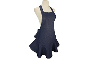 LilMents Women's Retro Denim Kitchen Bib Chef Apron (Navy Blue)