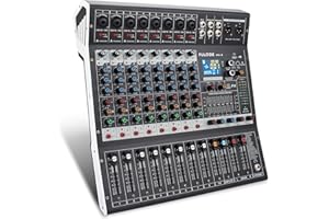 FULODE 8-Channel Professional Audio Mixer Sound Board Console 99 Bit DSP Digital Processor w/USB Bluetooth MP3 for PC Recording Input, XLR Microphone Jack, 48V Power, DJ Mixer