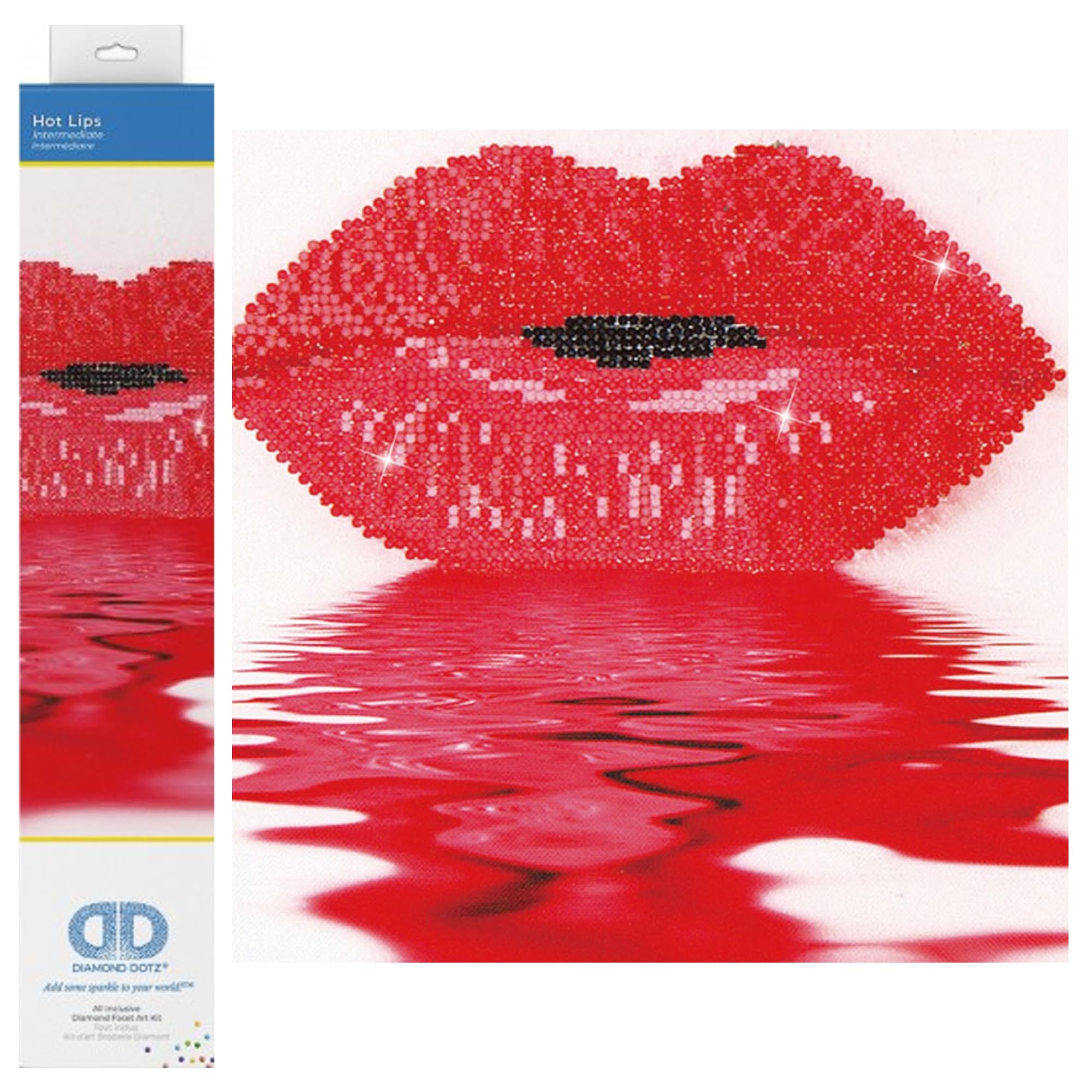 DIAMOND DOTZ Painting, Beginner Kit, Hot Lips, 38 x 38cm