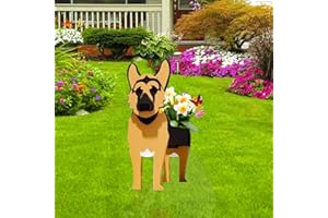 strolfay German Shepherd Dog Planter Plant Pots,Cute Garden Dog Flower Planter,Dog Planters Birthday Gifts for Women,Office,Indoor/Outdoor Decor(9.45 * 5.51 * 13.82in)