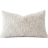 HOMFINER Textured Neutral Lumbar Pillow Cover 12x20 Inch Soft Woven Chenille Accent Boho Farmhouse Rectangle Decorative Throw Pillow Cover for Modern Home Decor Couch Sofa Chair Bedroom Living Room