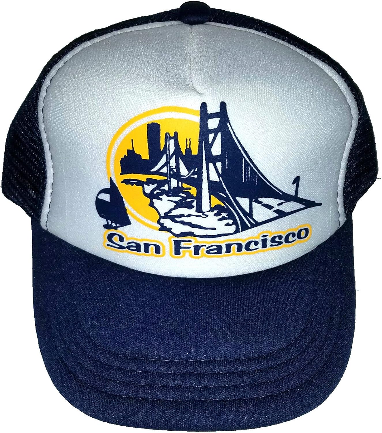 Toddler Kid's San Francisco Bridge California Snapback Mesh Trucker Hat Cap Navy/White