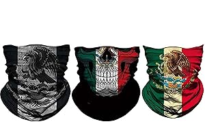 unbrand 3PCS Mexico Flag Magic Head Neck Gaiter Face Scarf Snood Neck Tube Outdoor Wrap Headwear UV Bandanas for Cycling Fishing Motorcycling Running Skateboarding