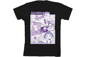 Bioworld Kpop Demon Hunters Panel Art Huntrx Boys Black Crew Neck Shirt Sleeve T-Shirt
