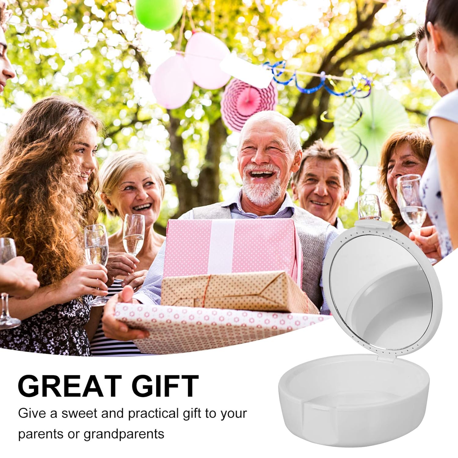 ARTIBETTER Denture Case Denture Bath Case Cup Box Holder Storage Soak Container Mouthguard Retainer Container For Travel Cleaning Store White : Beauty