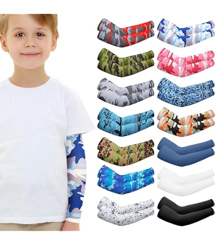 Manchons de Bras pour Enfants Protection Solaire Élastique Couverture de Bras Rafraîchissante pour Sports Extérieurs