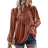 Falechay Boho Tops for Women Long Sleeve Shirts Crewneck Flowy Womens Blouses Dressy Casual Lace Hem Clothing Trendy 2026