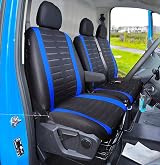 BAAZ Universal Van Seat Covers 3D Stripe Blue Front Driver Passenger 2+1 view 1