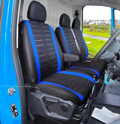 BAAZ Universal Van Seat Covers 3D Stripe Blue Front Driver Passenger 2+1