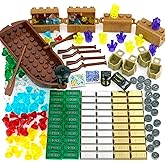 Pamvava Money Treasure Chest Bank Pirate Ships, Friends City Accessories Building Block, Maps Dollar Jewel Gems Diamonds Gold