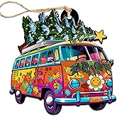 ROLOL All Over Printed Hippie Bus Christmas Ornaments, Holiday Bus with Christmas Tree Ornaments - Gift for Hippie, Ornament 3.5 Inches for Decor