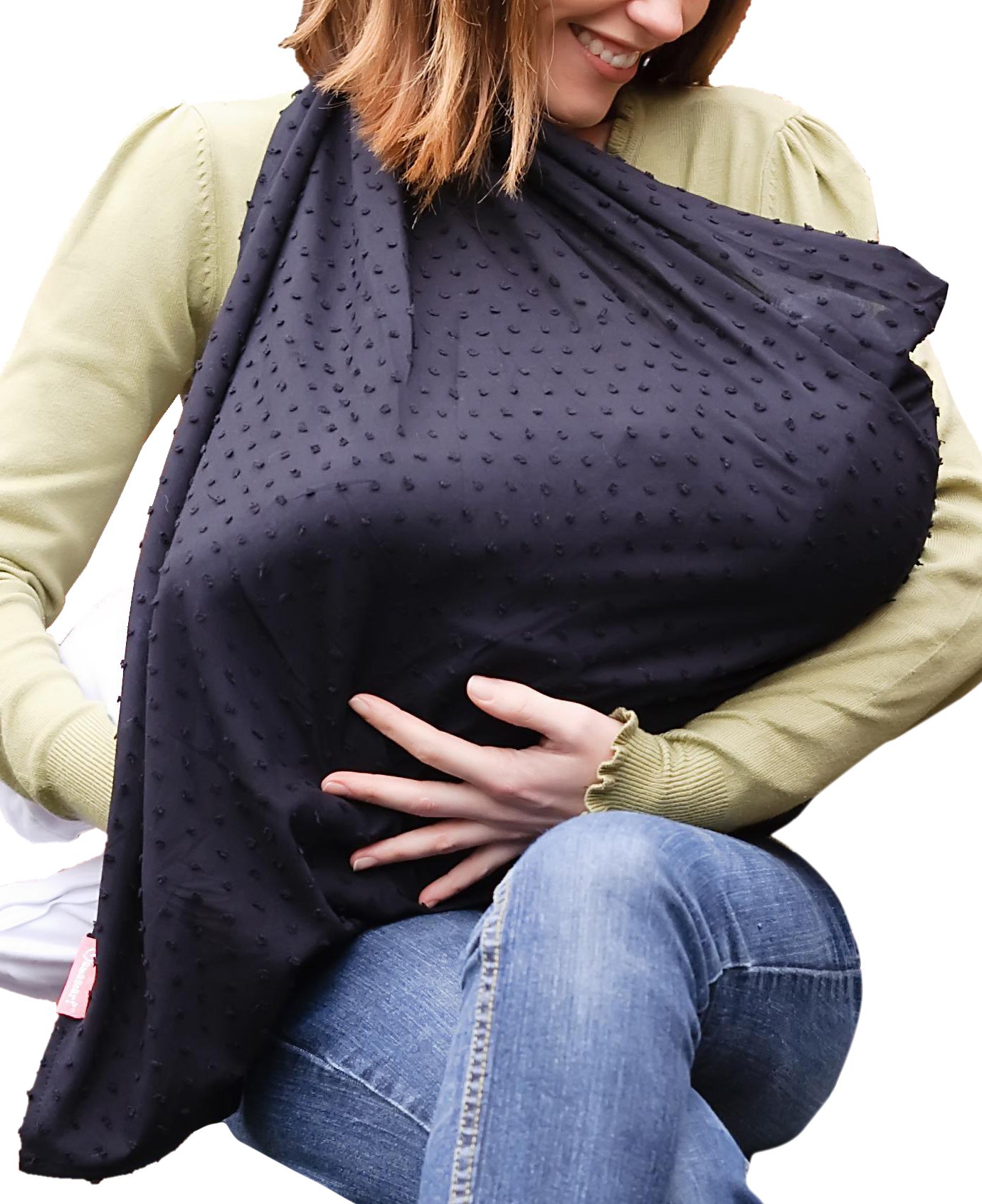 Mama Designs Mamascarf - Nursing and Breastfeeding Scarf - Lightweight 100% Cotton, Black in Colour