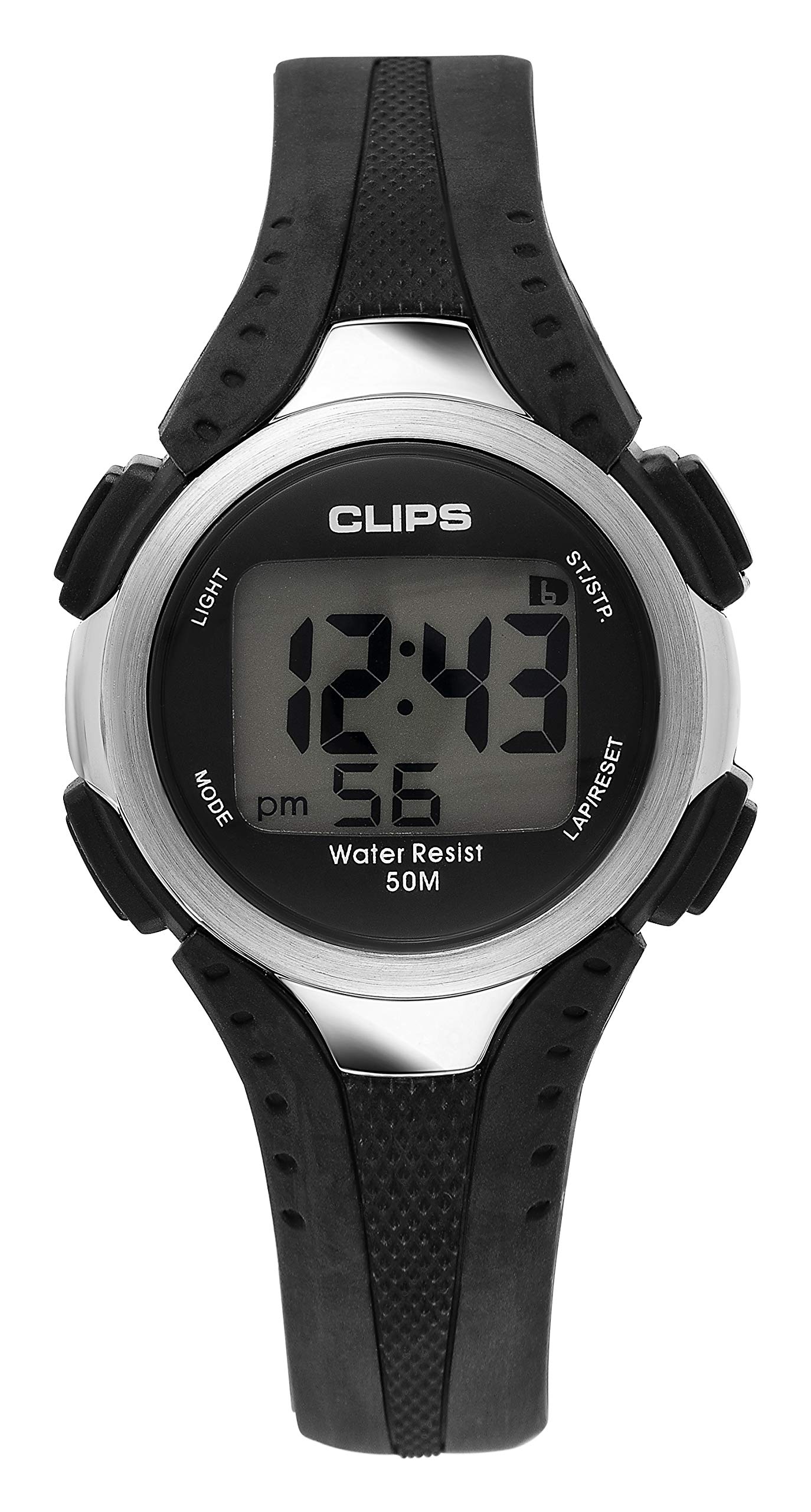 Clips Men's Quartz Watch with Grey Dial Digital Display and Rubber Strap 539-6000-44
