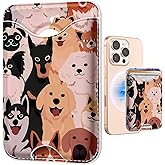 Shorogyt Compatible with Magsafe Wallet Magnetic Card Holder - Dog Phone Wallets for Women Teen Girls Cute for iPhone 17/16/15/14/13/12 Series Slim Leather for Apple Mag RFID Magnet, Fit 3 Cards | Dog, Cute Pattern, Slim, for Apple Mag