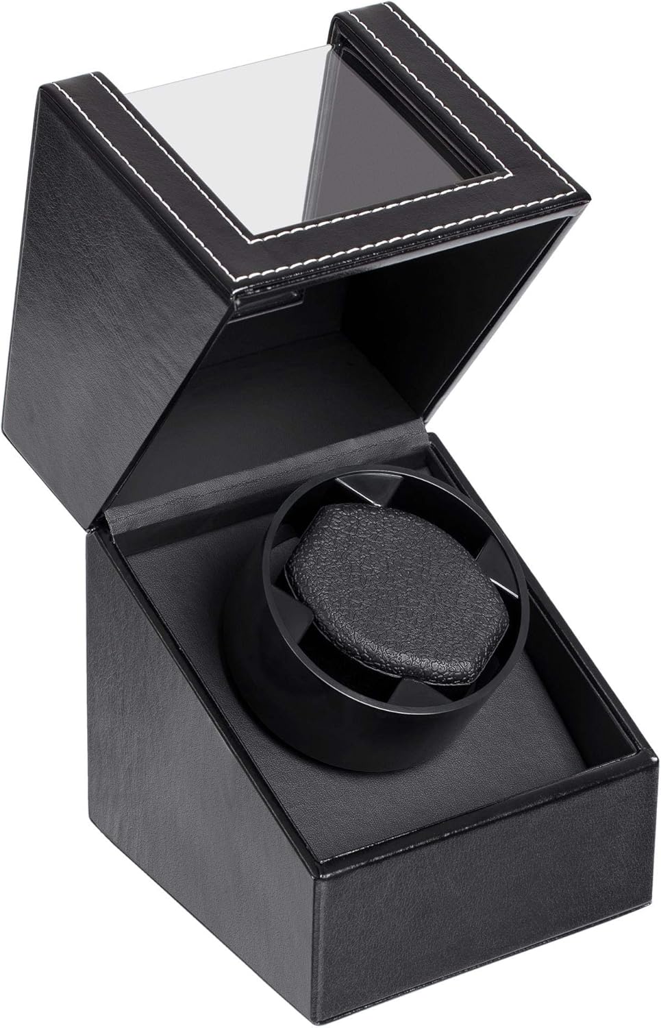 Automatic Single Watch Winder with Durable Watch Leather Pillow Stable PU+Wood Watch Turner Box Mabuchi Motor Watch Spinner Case Fit Lady and Man Watches Include USB+DC Cable: Watches