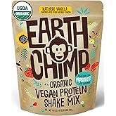 EarthChimp Organic Vegan Protein Powder - with Probiotics - Non GMO, Dairy Free, Non Whey, Plant Based Protein Powder for Women and Men, Gluten Free - 26 Servings 32 Oz (Vanilla)