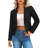 Traleubie Cropped Blazers for Women - Lightweight Fully Lined Long Sleeve Notch Lapel Business Casual Suit Jackets