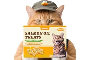 Wellix 16oz/450g Cat Treats for Indoor Cats - Salmon Oil Flavor Cat Biscuits - Healthy Kitten Snacks for Cats Grass & Salmon - Joint Support & Healthy Skin