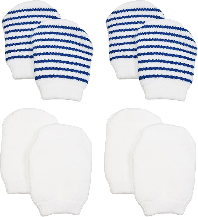 Blue & White Newborn Baby Boy Mittens by Nurses Choice