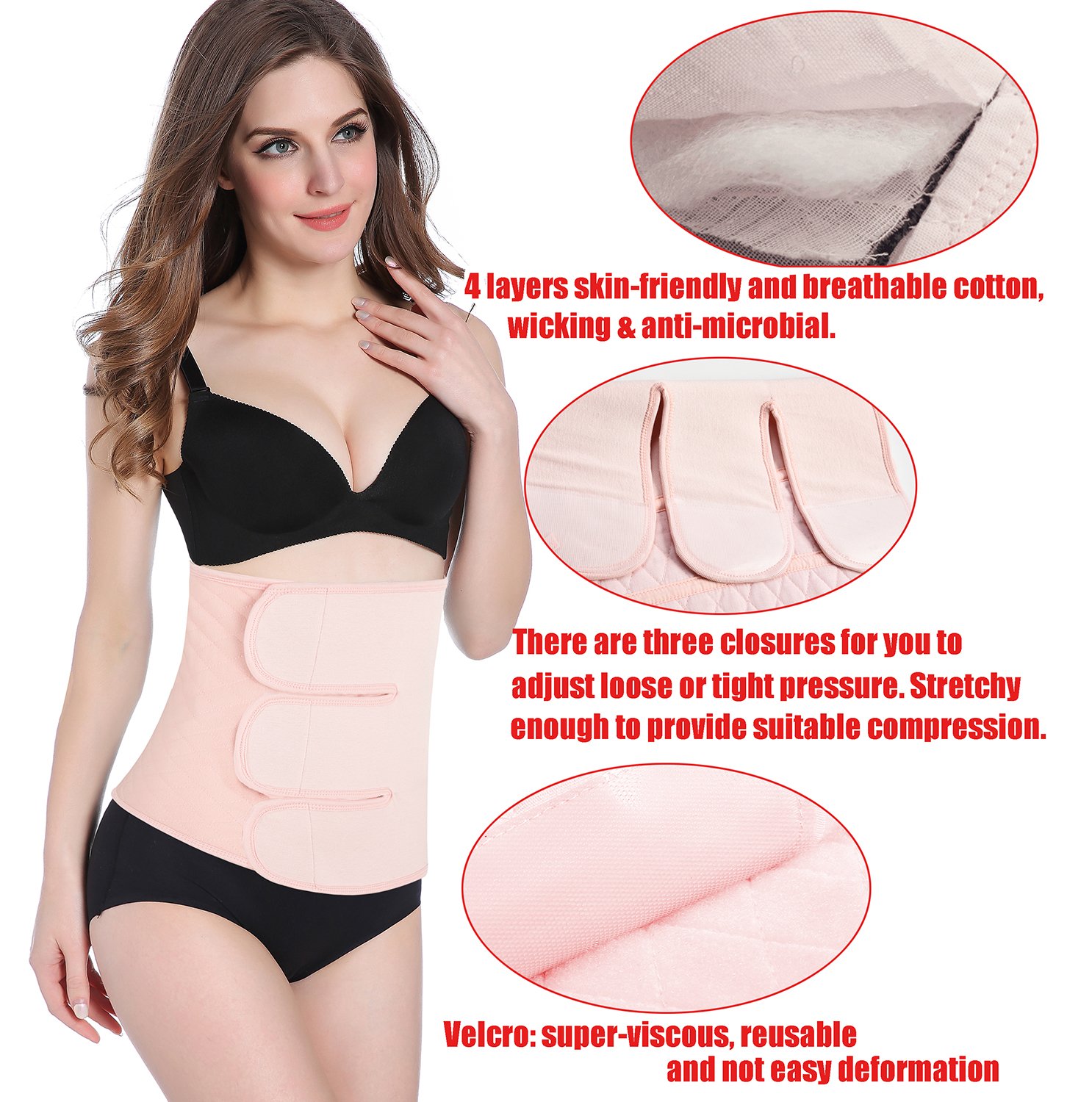 Chongerfei Women Postpartum Girdle Corset Recovery Belly Band Wrap Belt (Pink, Postpartum Waist 25\