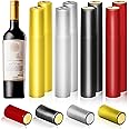 MotBach 240 Pcs Wine Heat Shrink Caps,Wine Sealer PVC Heat Shrink Capsules Wine Bottle Shrink Caps Wine Bottle Tops for Wine Cellars and Home Use (Black, Red, Gold, Silver)