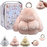 Bunny Keychain, Bunny Keychain with Tin,Bunny Handmade Soft Bunny Keychain for Christmas Gifts, Bags and Keys