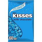 HERSHEY'S KISSES Milk Chocolate Candy Bulk Bag, Blue Foils, 60 oz | Hershey Kisses Bulk in Blue Foils, Kosher and Gluten Free, Individually Wrapped for Candy Dishes, Buffets, and Parties 60 oz