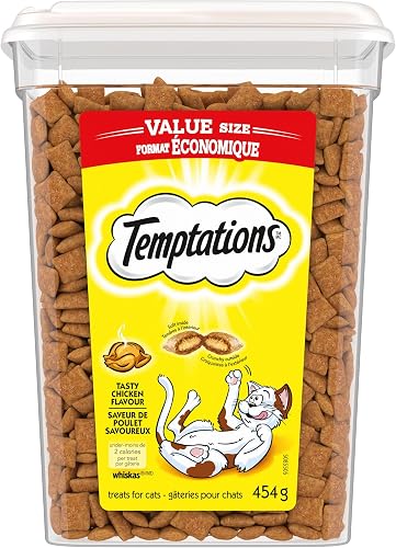 TEMPTATIONS Cat Treats, Tasty Chicken Flavour, 454g Tub