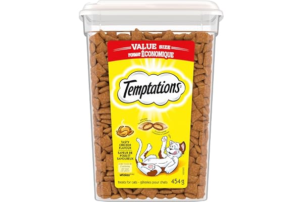 TEMPTATIONS Cat Treats, Tasty Chicken Flavour, 454g Tub