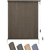 KELIXU Patio Shades Roll Up Outdoor Blind, 4’ W x 6’ H Cordless Sun Shade Privacy Screen with 90% UV Protection Exterior Roller Shade Cloth for Porch Pergola Backyard Windows Balcony, Mocha