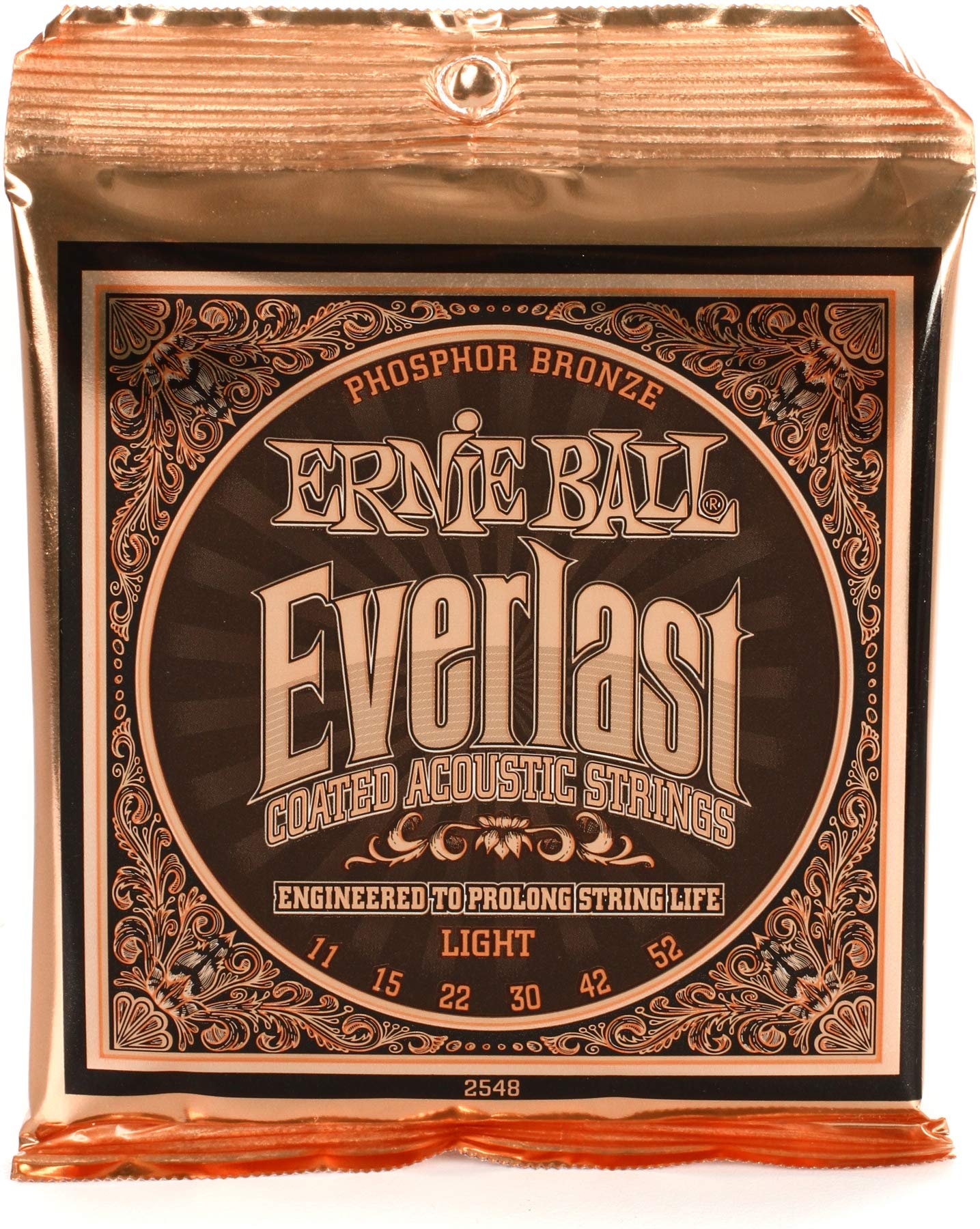 Ernie Ball Everlast Light Coated Phosphor Bronze Acoustic Guitar Strings - 11-52 Gauge