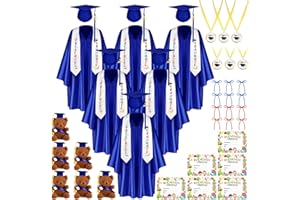 Cozypower 60 Pcs Preschool Kindergarten Graduation Cap and Gown with 2024 Tassel Stole Certificate Medal Bear for Kids