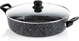 Westinghouse Schmorpfanne Induktion - 32cm Servierpfanne mit Deckel - Schwarze Marmor