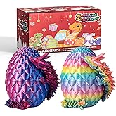 ZNZRHXL 2-Pack 3D Printed Dragons Egg Fidget Toy-Articulated Crystal Animal Designs for Kids,Perfect Mysterys Easter Eggs&Dinosaur-Themed Gifts for Boys and Girl (Candy + Purple Blue)