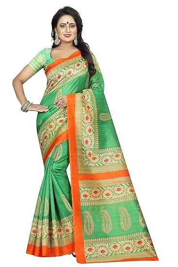 Navabi Export Cotton Silk Saree With Blouse Piece (MS1826_Green_Free Size)