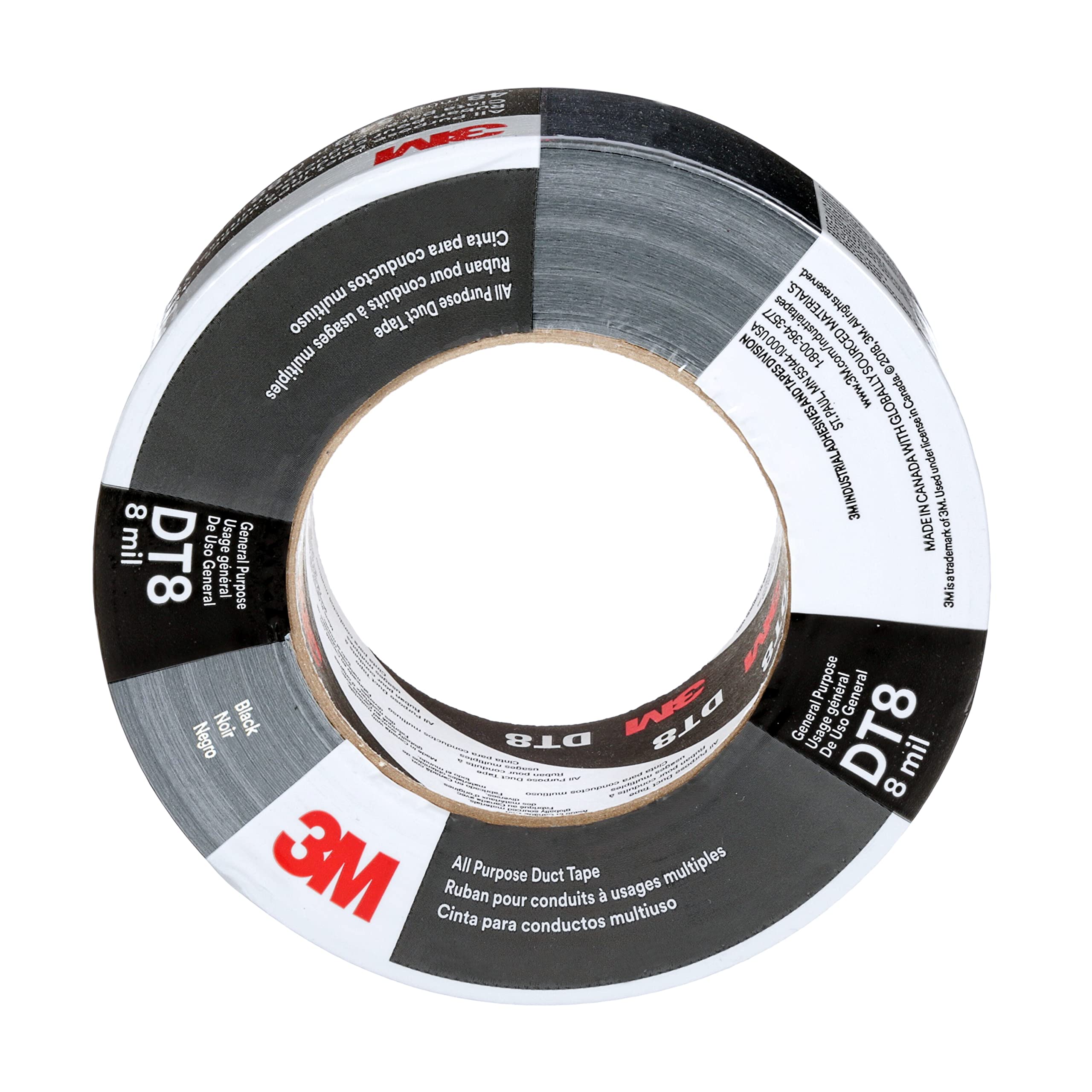 Photo 1 of 3M DT8 Industrial Strength Multi-Use Duct Tape, Black, 1.88in x 60 yd x 8 mil Thickness – Professional Grade Adhesive, 1 Pack